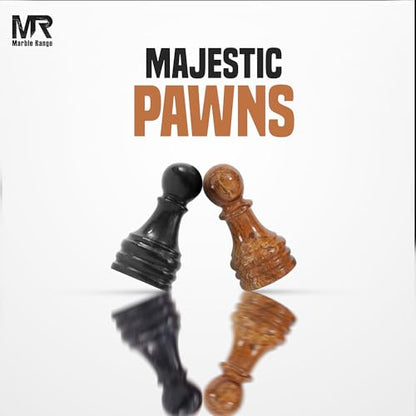 Marble Chess Pieces 3.5 Inch King Handmade Black and Dark Brown 32 Chess Figures for Board Games, Suitable for Travel Games - color: Black and Dark Brown