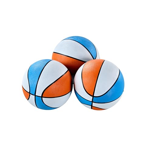 Hall of Games EZ Fold Premium Indoor Arcade Basketball Game with Steel Frame and Polycarbonate Backboard, Dual Shot Electronic Scoring with 6 Size 3 Balls Included, Perfect for Basement Game Rooms - style: Orange/White/Blue (3-Pk Balls)