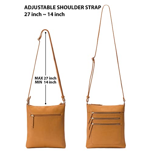 Solene Crossbody Bag Functional Multi Pocket Messenger Purse Top Zip Closure Shoulder Handbag With Adjustable Strap - color: Mustard
