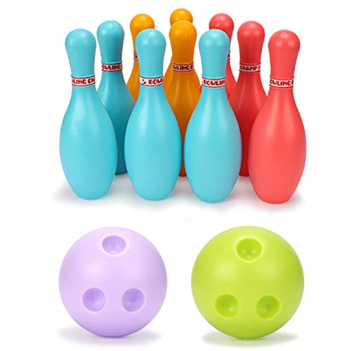 RiToEasysports Kids Bowling Set, Plastic Indoor Outdoor Game Toy for Children with 6 Pins and 2 Balls, Develops Motor Skills Hand Eye Coordination, Great Parties School Activities