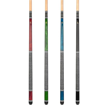 ASKA Set of 4 L9 Pool Cue Sticks 58", 2-Piece Construction, 5/16x18 Joint, Hard Rock Canadian Maple, 13mm Hard Leather Tip