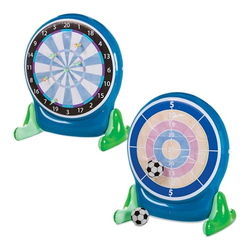 Hearthsong Jumbo 57-Inch Inflatable 2-in-1 Darts and Soccer Set with Double-Sided Scoreboard, Two Soccer Balls, Six Darts, Outdoor Play, Ages 5 and Up