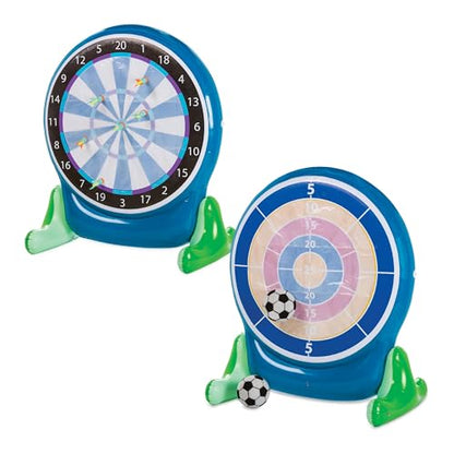Hearthsong Jumbo 57-Inch Inflatable 2-in-1 Darts and Soccer Set with Double-Sided Scoreboard, Two Soccer Balls, Six Darts, Outdoor Play, Ages 5 and Up
