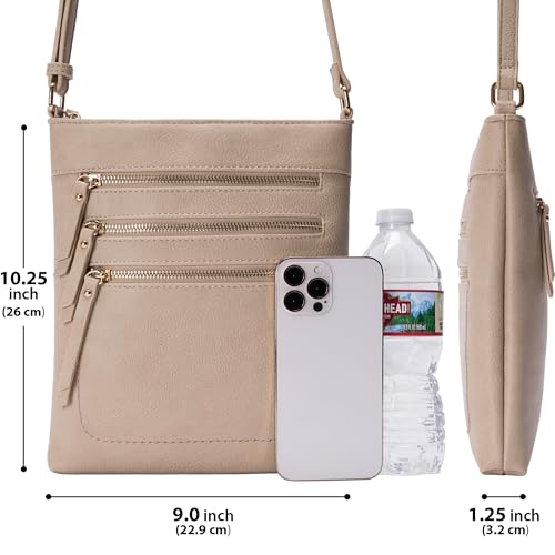 Solene Crossbody Bag Functional Multi Pocket Messenger Purse Top Zip Closure Shoulder Handbag With Adjustable Strap - color: Brick