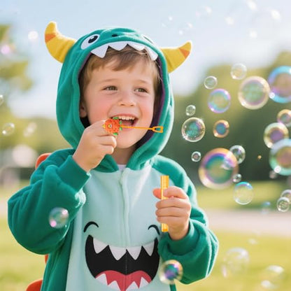 Winrayk Monster Party Favors, 24Pcs Self-designed Mini Bubble Wands for Kids Bubbles Bulk with Detachable Topper (6 Styles & Colors), Birthday Gift Toy Pinata Filler Goodie Bag Stuffer Classroom Prize - style: Monster