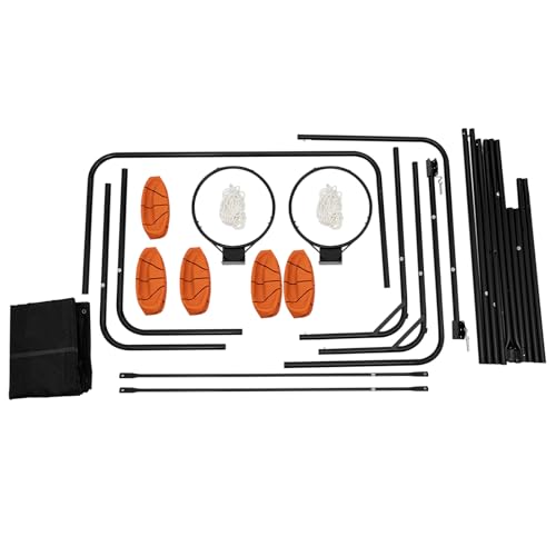 LOYALHEARTDY Dual Shot Arcade Basketball Game, Indoor/Outdoor, Electronic, Foldable, LED Scoreboard, 8 Game Modes, 5 Balls, Orange/Black Finish