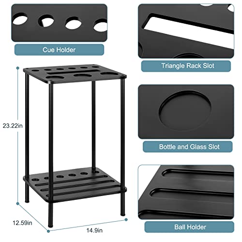 smusei Pool Stick Holder Pool Cue Holder Pool Cue Stick Rack Floor Stand Billiard Stick Holder Pool Table Accessories for Billiard Room Game Room Club Holds 6 Cues, Black