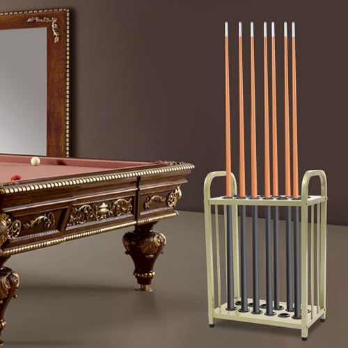 12-Hole Pool Cue Holder Floor Stand, Billiards Cue Rack with Rubber Protectors & Non-Slip Feet, Large Capacity Storage for Billiards Room, Game Room, Bar, Club