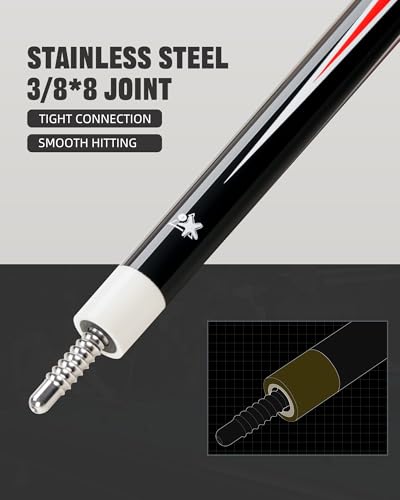 CRICAL Carbon Fiber Pool Cue Stick 58" Billiard Cue Sticks Professional Low Deflection Pool Sticks with 3/8 * 8 Pin Joint and 12.5mm Tip - color: 019-Pro3 set