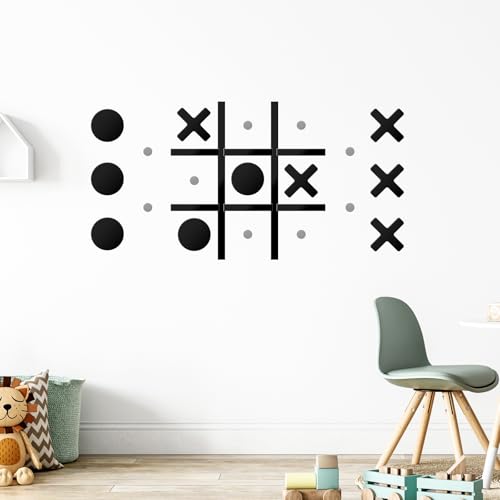 Magnetic Tic Tac Toe Game Home Wall Decor for Kids&Adults, Wall-Mount Game for Modern Office Classroom Fun Playroom Hallway Decor Wall Stickers Toys,Best Gift for Family, Friends (no Punching)