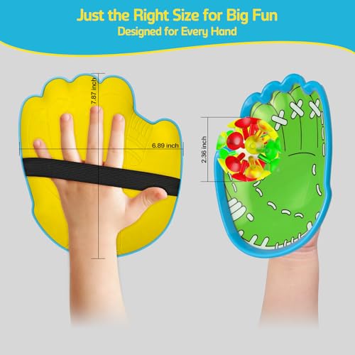 punkdog LED Toss and Catch Ball Game Set - 1 LED and 1 Regular Suction Cup Ball with 2 Easy-Grip Gloves - Beach Sports Toys for Kids - Outdoor Games for Backyard or Park - Easter Gift for Kids