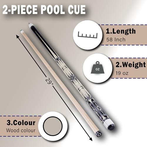 13mm 58 Inch 19 20 oz Billiard Pool Cue Stick, 1/2 Maple Billiard Pool Stick, House Bar Pool Table Sticks for Men - color: Wood 19 oz