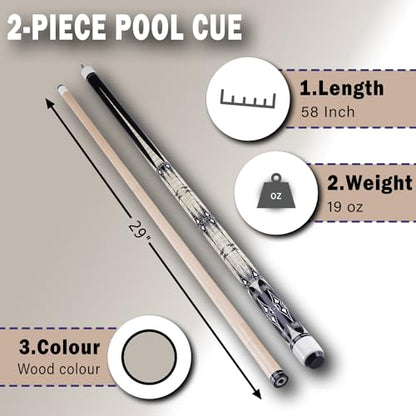 13mm 58 Inch 19 20 oz Billiard Pool Cue Stick, 1/2 Maple Billiard Pool Stick, House Bar Pool Table Sticks for Men - color: Wood 19 oz