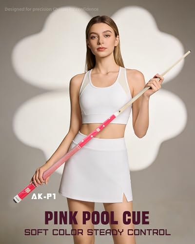 KONLLEN Pool Cue Stick Low Deflection Billiards Cue Stick Young Fashionable 58" Professional Pool Table Sticks Gifts for Adults -12.5mm Tip, 3/8 * 8Joint, Weight 19OZ - color: KL-Pink-12.5