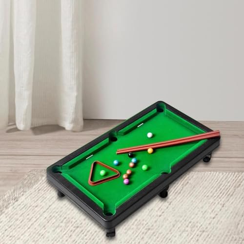 harayaa 1 Piece Mini Tabletop Pool Set Billiard Game Portable Family Friends Indoor Play Toy Miniature Pool Table Desk Pool Cues Game Balls Triangle Rack Dura - size: 27x18.5x6cm