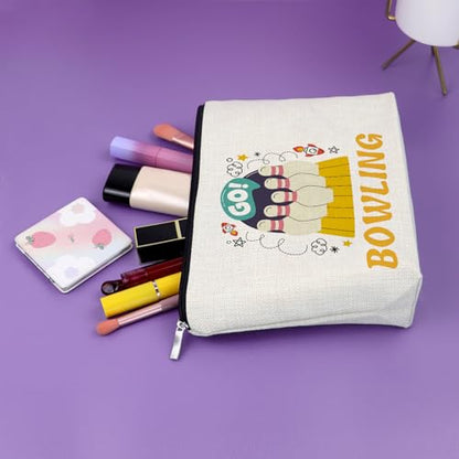 Sazuwu Bowling Gifts Makeup Bag for Bowling Lover Bowlings Player Present Ball Accessories Present Cosmetic Bag Sports Lover Gifts Graduation Christmas Birthday Present Travel Toiletry Pouch - color: BOWLING Style2
