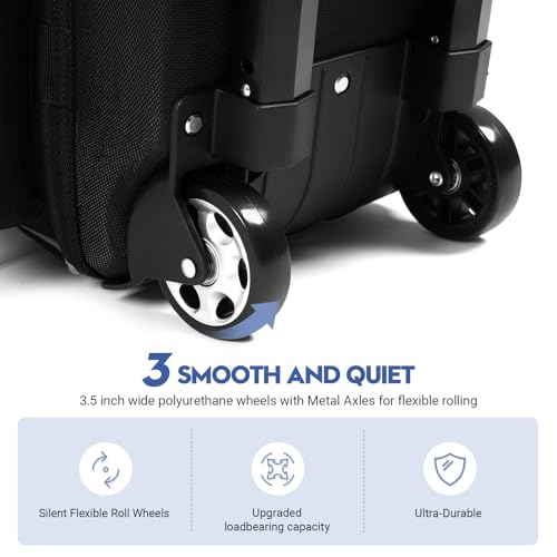 2 Bowling ball Bag with Wheels, Lightweight Trolley Double Ball Bowling bag with Large Separate Shoe Compartment and Oversized Accessory Pocket, Retractable Handle Extends To 39.5" - color: Black & Grey