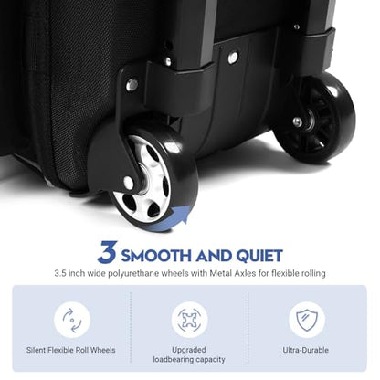 2 Bowling ball Bag with Wheels, Lightweight Trolley Double Ball Bowling bag with Large Separate Shoe Compartment and Oversized Accessory Pocket, Retractable Handle Extends To 39.5" - color: Black & Grey