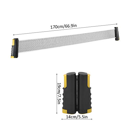Retractable Table Tennis Net Rack, Portable Plastic Polyester Cotton, Telescopic Length up to 170cm669inch/., Install Spring Clamp System, Stable on - color: Yellow and black on the wavy side