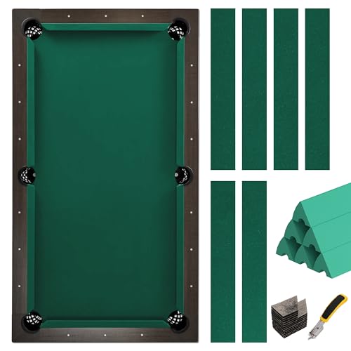 Pool Table Felt and Bumper Kit Felt for Billiard Cloth with Pool Table Bumpers and Cushions Facing, 6 Pcs Cloth Strips and Staple Remover - color: Drak Green, size: 8.5FT Over Size + 48'' Bumpers