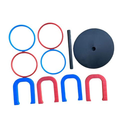 Horseshoe Game Set Lightweight Indoor and Outdoor Lawn Toss Game with 4 Rings & 4 Horseshoes, Family Fun for All Ages