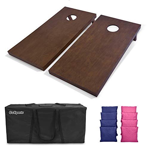 GoSports 4'x2' Regulation Size Wooden Cornhole Boards Set with Dark Brown Varnish - Includes Carrying Case and Bean Bags (Choose Your Colors) Over 100 Color Combinations - color: Brown
