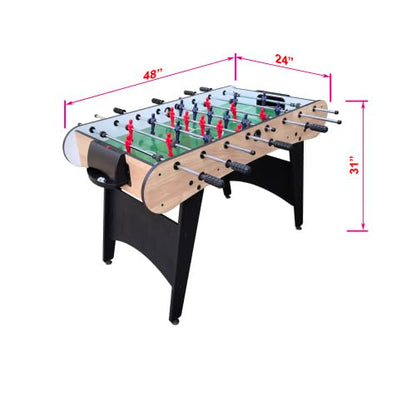 4ft Foosball Table Soccer Game Table Easy to Assemble with Wooden Steel Construction Indoor Sports Fun for Adults & Teens in Home&Apartments&Game Rooms - color: Wood