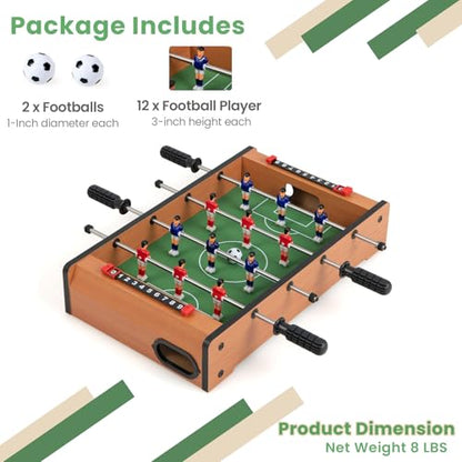 KOTEK Tabletop Foosball Table, 20-Inch Soccer Table Game with 2 Balls & Score Keepers, Portable Football Game Table for Kids, Family Night, Compact for Game Room, Arcades, Bars, Parties
