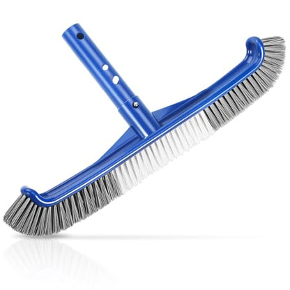 Pool Brush Head, Scrub Brush with Premium Nylon Bristles,Curved Ends High-Efficiency Pool Broom/Pool Brushes for Cleaning Inground/Above Ground,Swimming Pool, Walls, Bathtubs, Tiles & Floors(Blue) - color: Blue