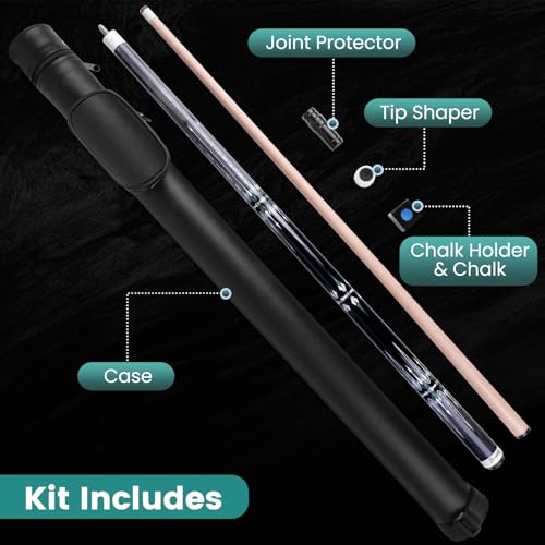 Pool Cue Kit - Stained Maple 58 Inch Pool Stick with Hard Case and Accessories for Billiards Enthusiasts - color: Grey, style: 20oz