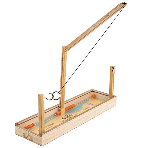 Tiki Toss Ring Toss Game – 20 Inch Desktop Edition - Hook and Ring Games with String and Hooks for Indoor Use, Man Cave Decor & Stuff, Gifts for Men - Wood