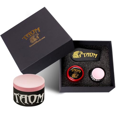 TAOM Upgrade Pool Chalk Holder Round Shaped Practical Tool Billiards Accessories Magnetic Mini Chalk Tip Case Container Round Box Billiards,Cue Tip Tool Scuffer Shaper - color: 1-Gift Set-Red with Pyro Pink