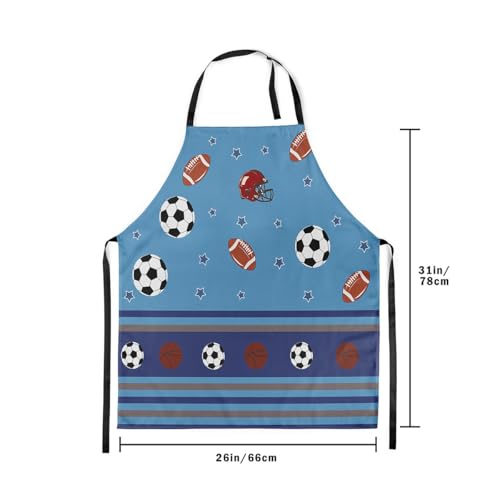 Manfei Ball Sports Kids Kitchen Apron - color: Navy Blue Orange