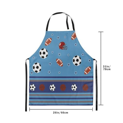 Manfei Ball Sports Kids Kitchen Apron - color: Navy Blue Orange