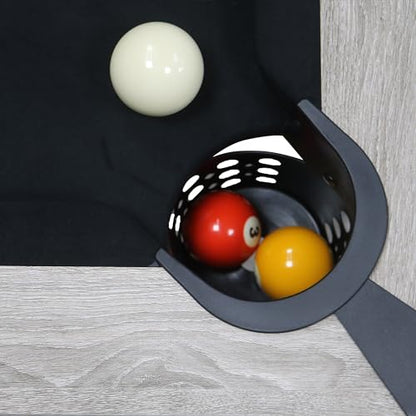 7 ft Pool Table, 84” Billiard Table with Billiard Balls, Cues, Cleaning Brush, X-Shaped Legs and Black Cloth, for Family Game Room, Adult Rrec Room, Basements or Garage