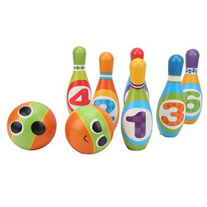 Kids Bowling Set, Soft Polyurethane Bowling Pins and Balls with Rounded Edges, Indoor Parent Child Interactive Bowling Play Set for Toddlers and Preschoolers Ages 3+