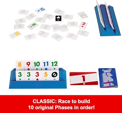 Mattel Games Phase 10 Tiles Game, Quick Family Rummy-Type Play with 32 Cards Featuring Unique Phases and Two Ways to Play, for 2-6 Players - style: Phase 10 Tiles