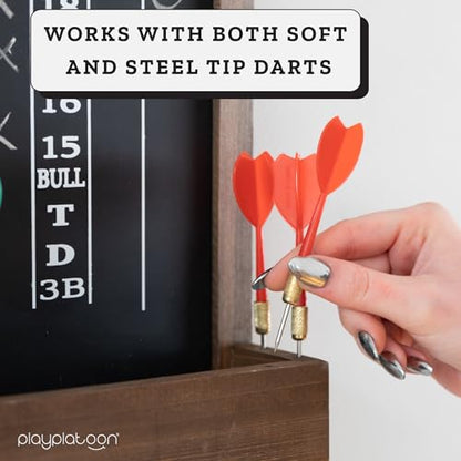 Play Platoon Dart Scoreboard & Darts Holder Wall Mount - Wood Score Board, Professional Darts Accessories, Dart Holder - size: 15.75 x 8 inch, style: Chalkboard