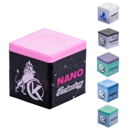 KONLLEN Magnetic Pool Chalk Holder and Nano Cue Chalk Set, Low-Dust Billiard Chalk Combo with Quick One-Hand Access for Better Grip and Control - color: Pink-Dryness-1 piece