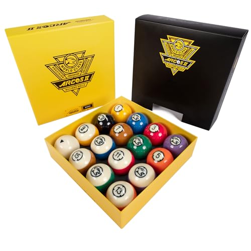 Predator Arcos II Pool Balls Set - Professional Phenolic Resin Billiard Balls - Set of 15 Made in Belgium Balls Including a Black Triangles Cue Ball