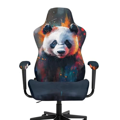 Stretchable Universal Computer Chair Cover with Armrest Covers Cool Panda Armchair Slipcovers High Back Rotating Gaming Chair Covers Protector 4PCS Package, Easy Installation - color: Cool Panda