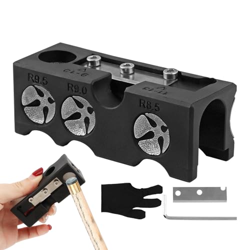 Billiards Pool Cue Tip Shaper, Pool Cue Tips Replacement Kit, 11-in-1 Tips Accessories Tool for Billiards Enthusiastsm