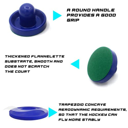 Upgraded Air Hockey Pucks and Paddles- 4 Red & 4 Blue Pucks, 2 Red & 2 Blue Paddles - Thicker 0.13inches and Heavier Design for Better Stability on Air Hockey Table