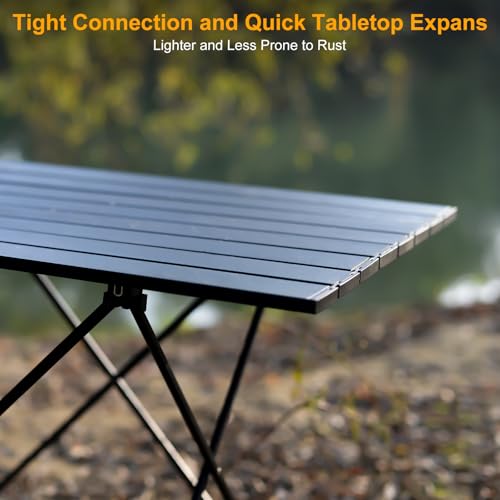 Foldable Camping Side Table, Ultralight Small Beach Table Aluminum, Portable Outdoor Table with Carry Bag and Storage for Picnic, Grill, Hiking, Fishing, Sand, Camping Essentials(L) - size: 27‘’ Large