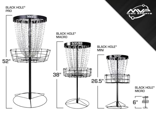 MVP Disc Sports Black Hole Mini 24-Chain Disc Golf Basket Target (26.5" Tall Mini Basket)