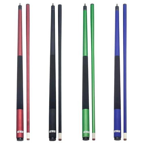 GSE Games & Sports Expert 58" 2-Piece Fiberglass Graphite Composite Billiard Pool Cue Sticks (Several Colors Available, Weight from 18oz, 19oz, 20oz, 21oz) - color: Multi Matte Colors, style: set of 4