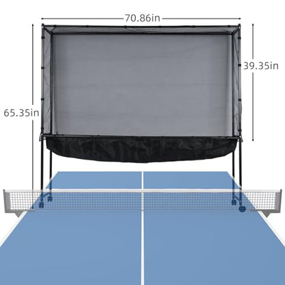 lukar Table Tennis Ball Catch Net,Wide Table Tennis Catch Collect Recycle Net with Wheels,Table Tennis Ball Collector for Multi-Ball Training