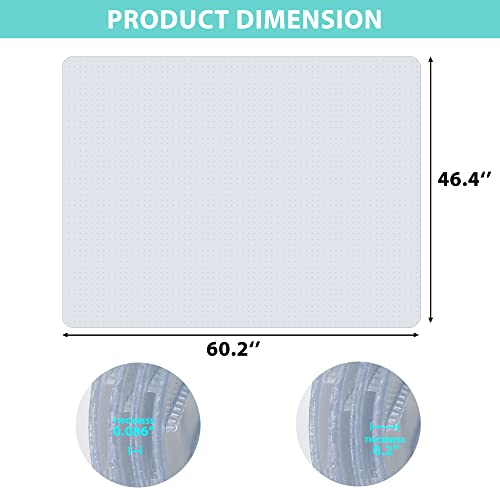 LEMY 46 Inch x 60 Inch 1/11 Inch (2.2MM) Thickness PVC Floor Office Chair Mat Transparent Plastic Carpet Floor Protector for Chair Desk Home Office - size: 46x60