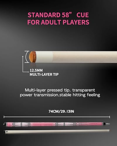 KONLLEN Maple Pool Cue Stick for Adults - Features Low Deflection Shaft, Titanium Alloy 3/8x8 Joint, and 12mm Tip - color: K-18maple