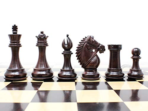 House of Chess - Ringy Rosewood/Boxwood Chess Pieces Rio Staunton 4.0" (102 mm) - 2 Extra Queens - Triple Weighted